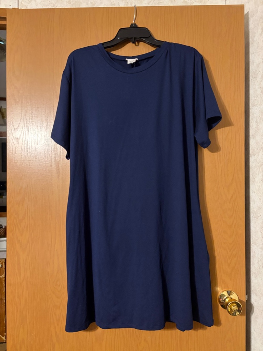 Yelete Navy Blue Short Sleeve Mini Dress